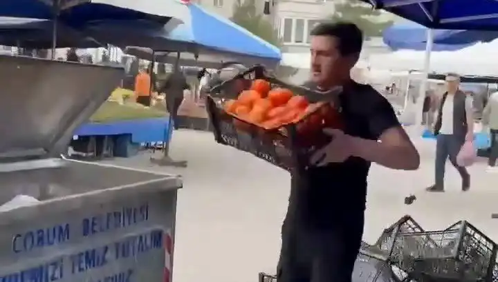 Domatesleri Çöpe Döken Pazarcıya Rekor Para Cezası Kesildi!